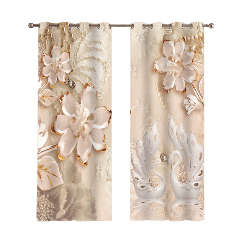 پرده گلدوزی VIP طرح سلطنتی گل برجسته